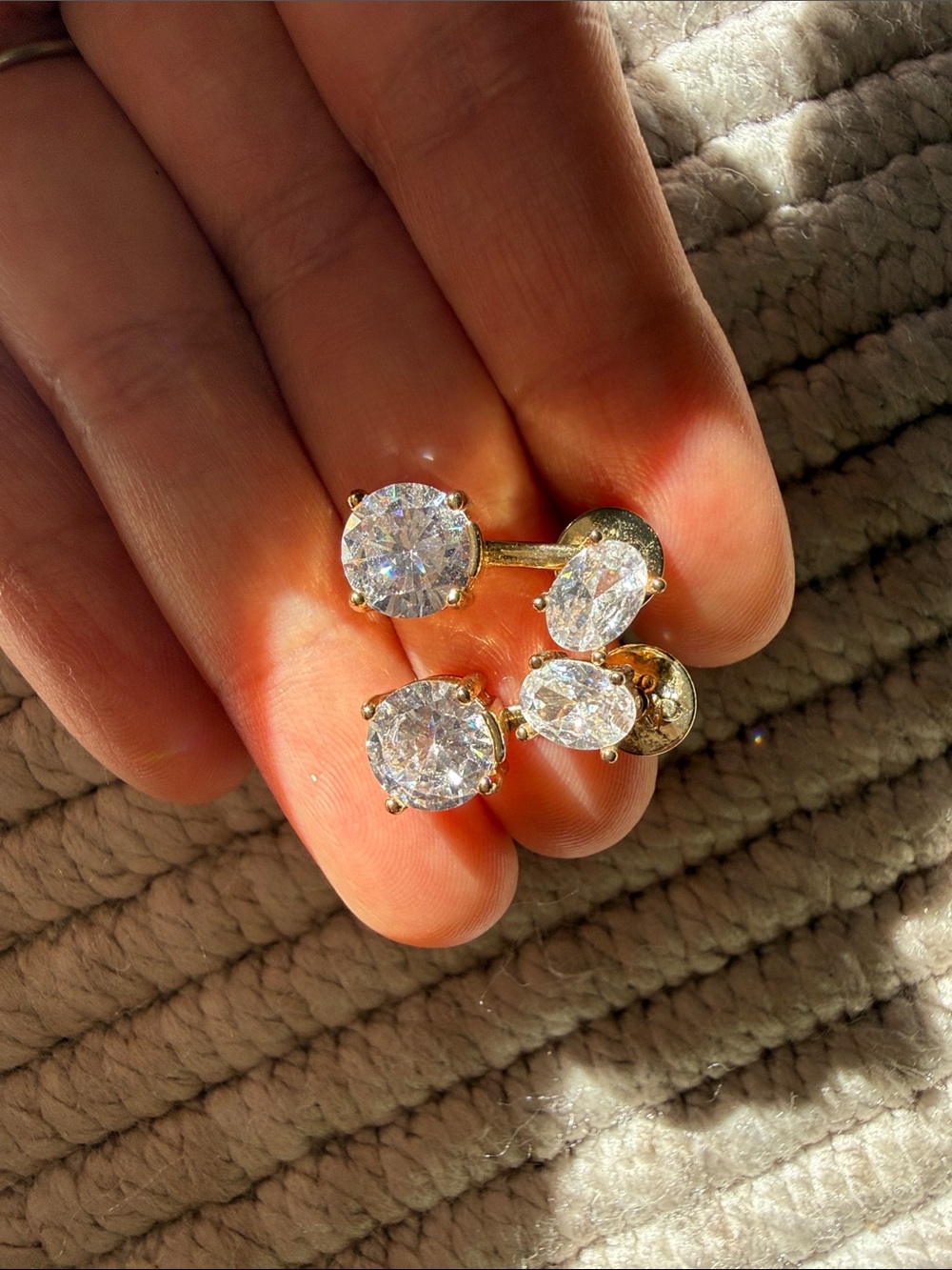 Gold-Plated Clear Crystal Drop Earrings